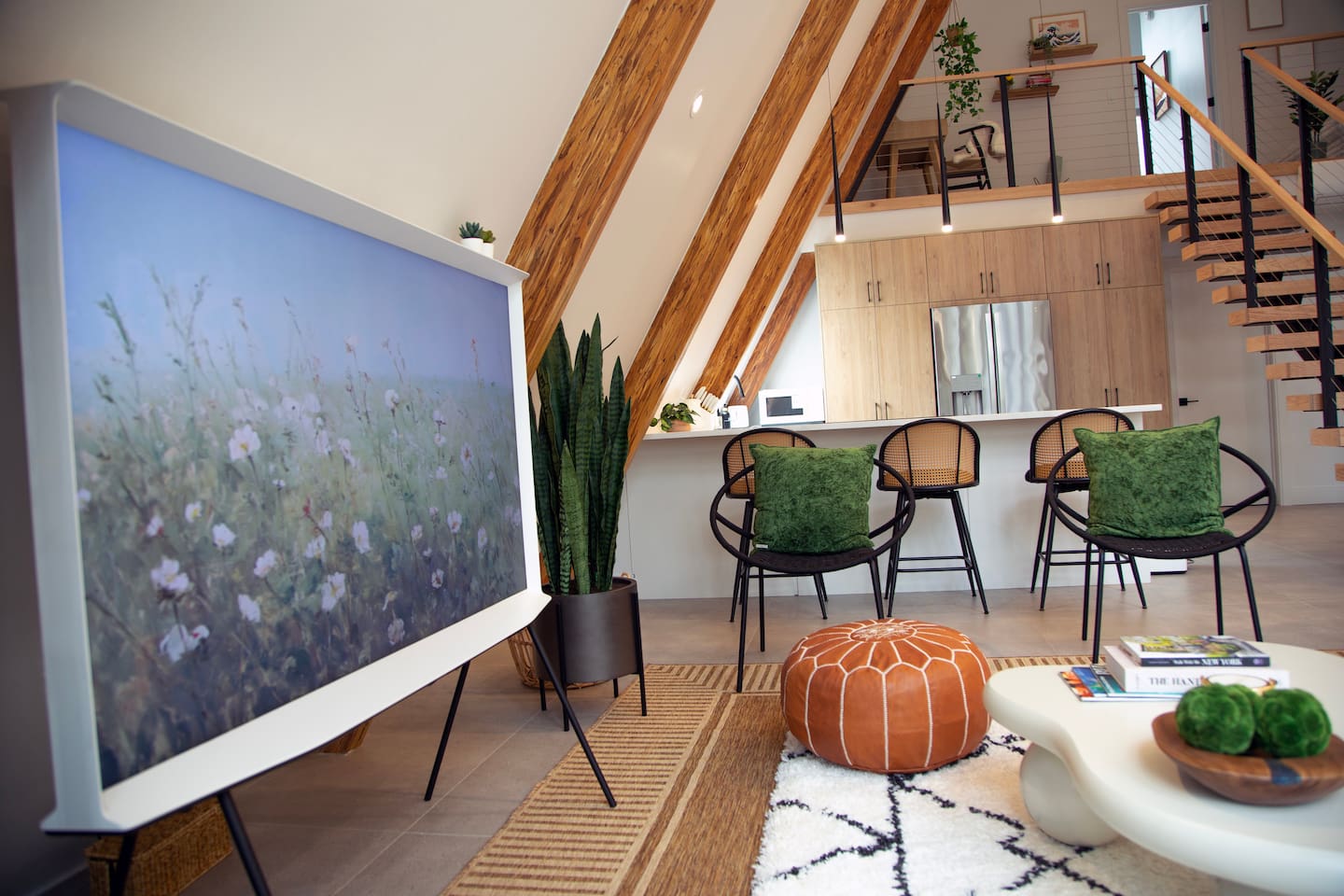 65 inch Sherif TV, it's almost like a painting,  cozy and perfect for gathering with friends/family