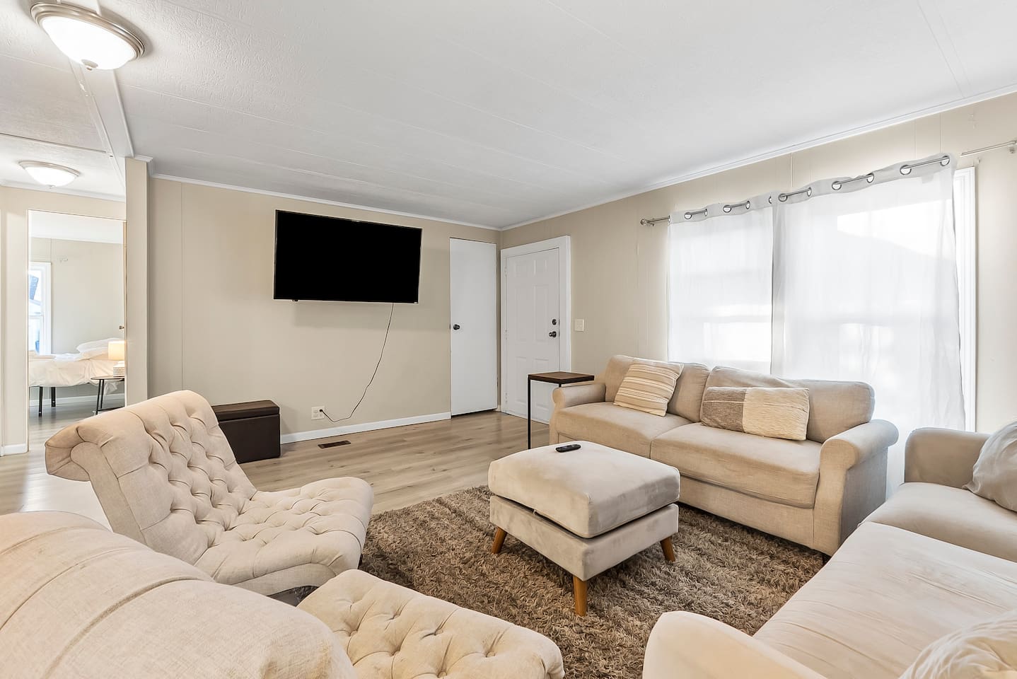 Comfortable living area with smart TV—ideal for movie nights or catching up on your favorite shows.