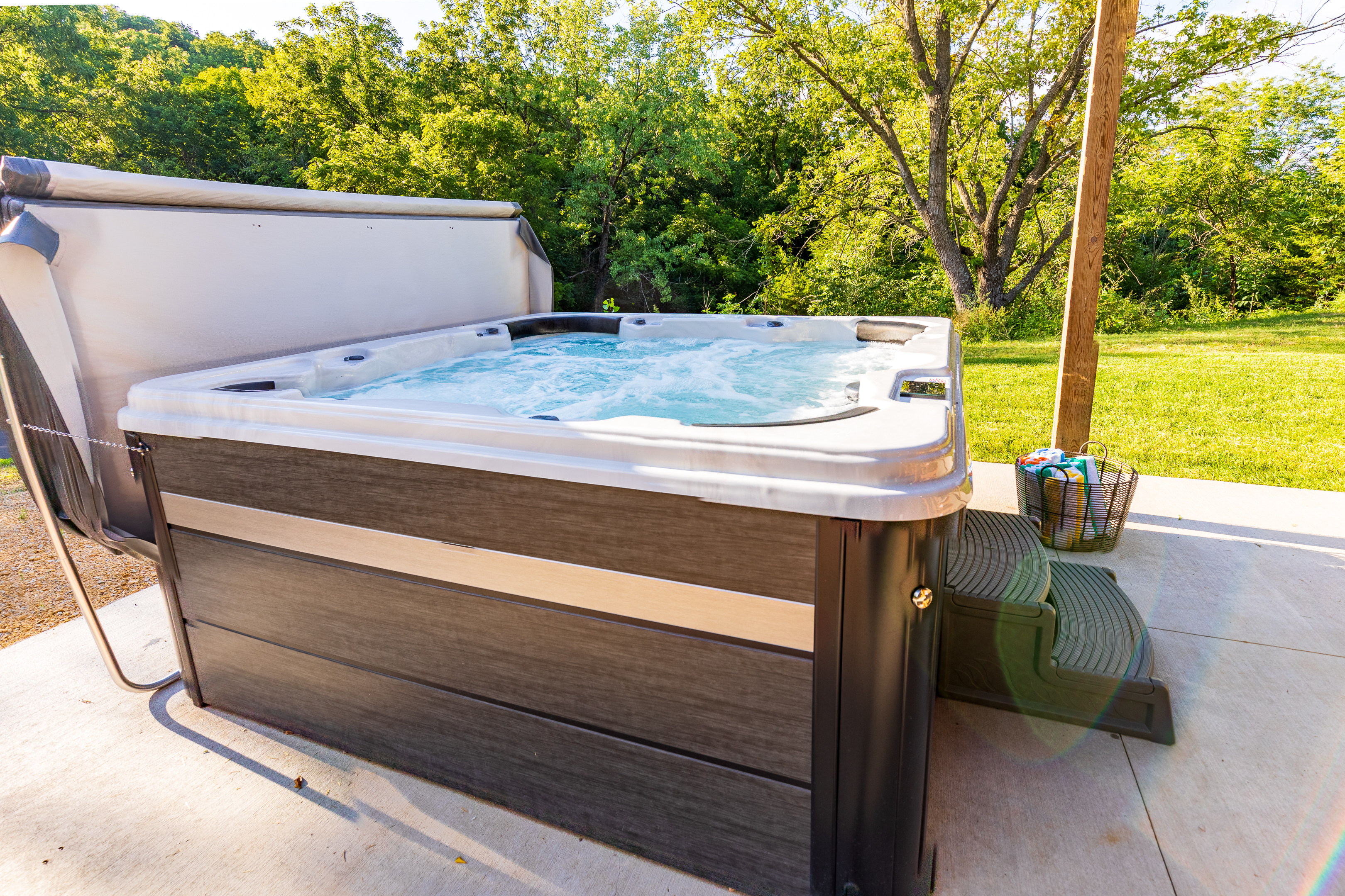 Soak in the 8-person hot tub