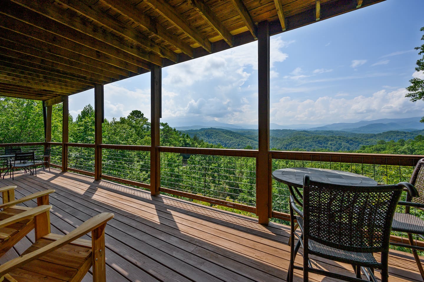 One of two tables on the lower deck.