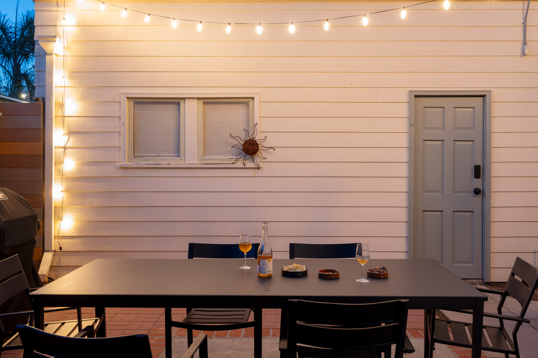 Dine at night under the stars and string lights.