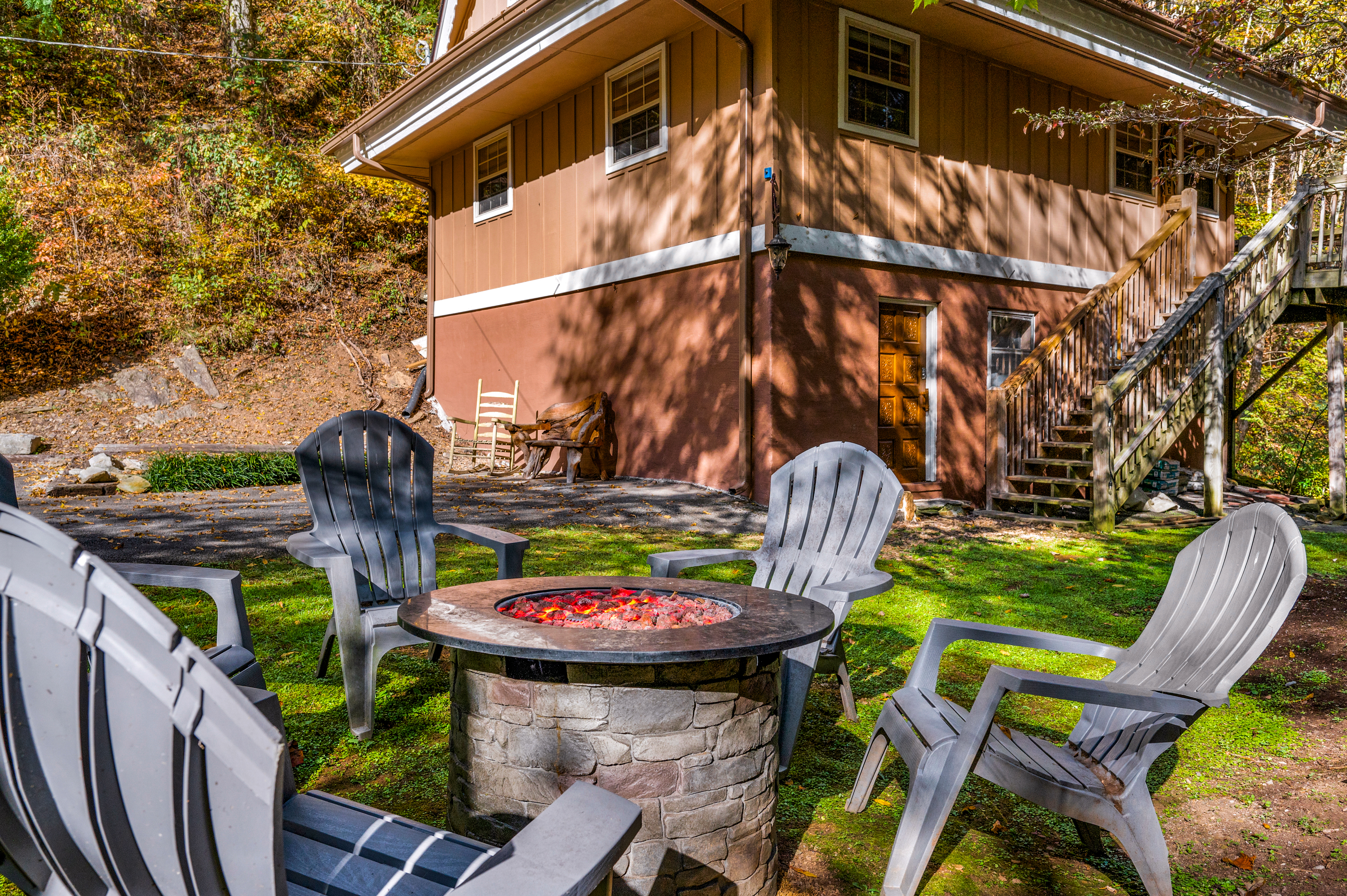 Enjoy the fire pit illuminating the Smoky Mountains!
