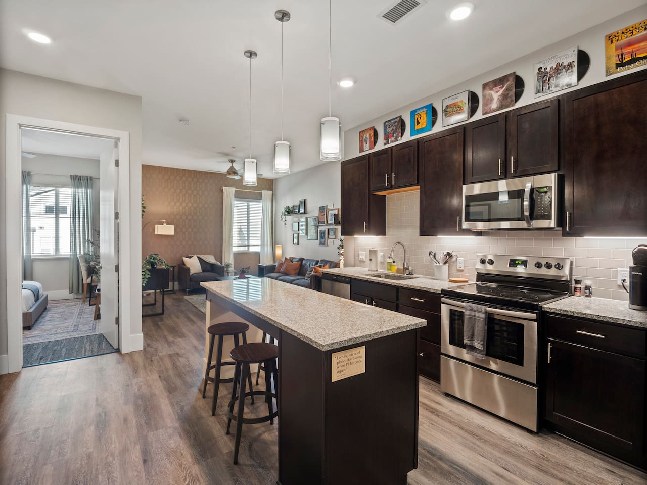 Spacious, open concept kitchen and living room to entertain your friends and family! 
