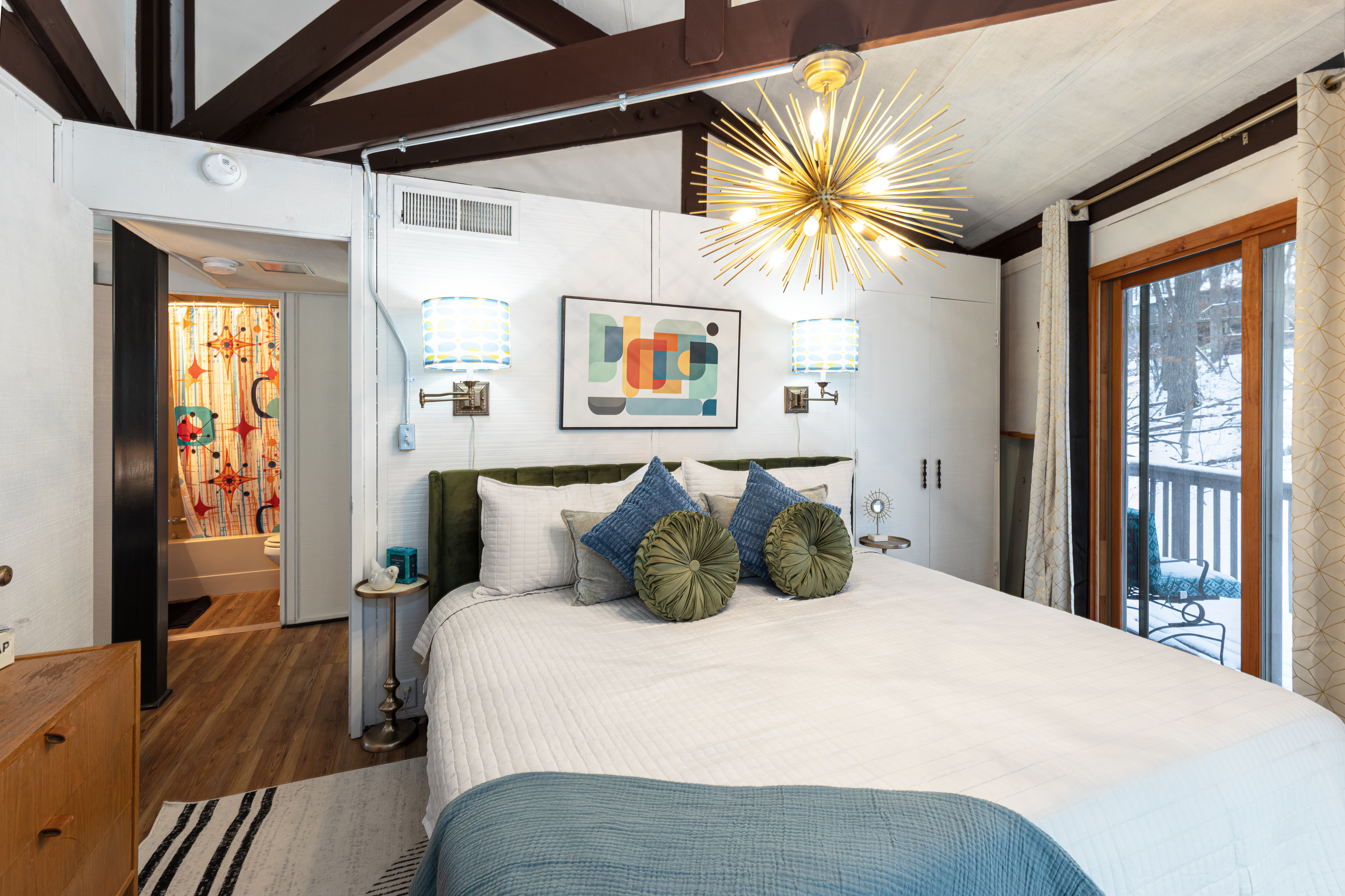 King Bed with memory foam, with balcony and seating off the front