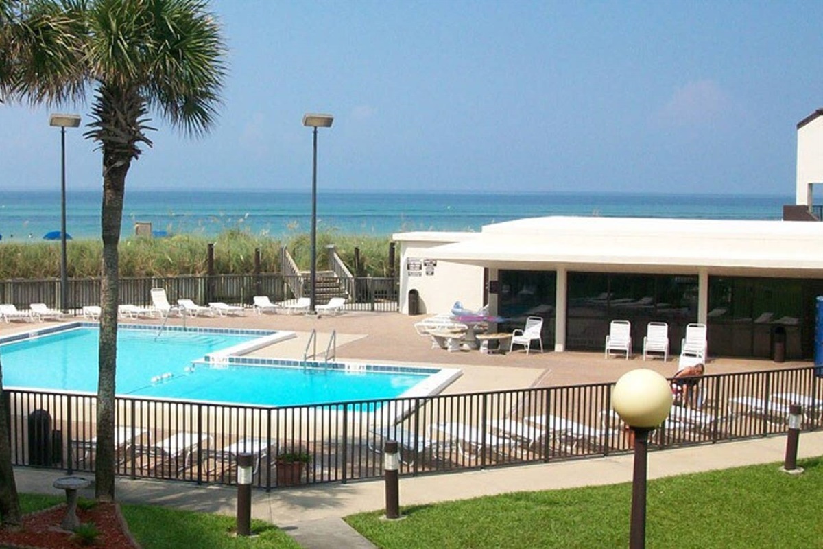 Pool and clubhouse just steps from the beach