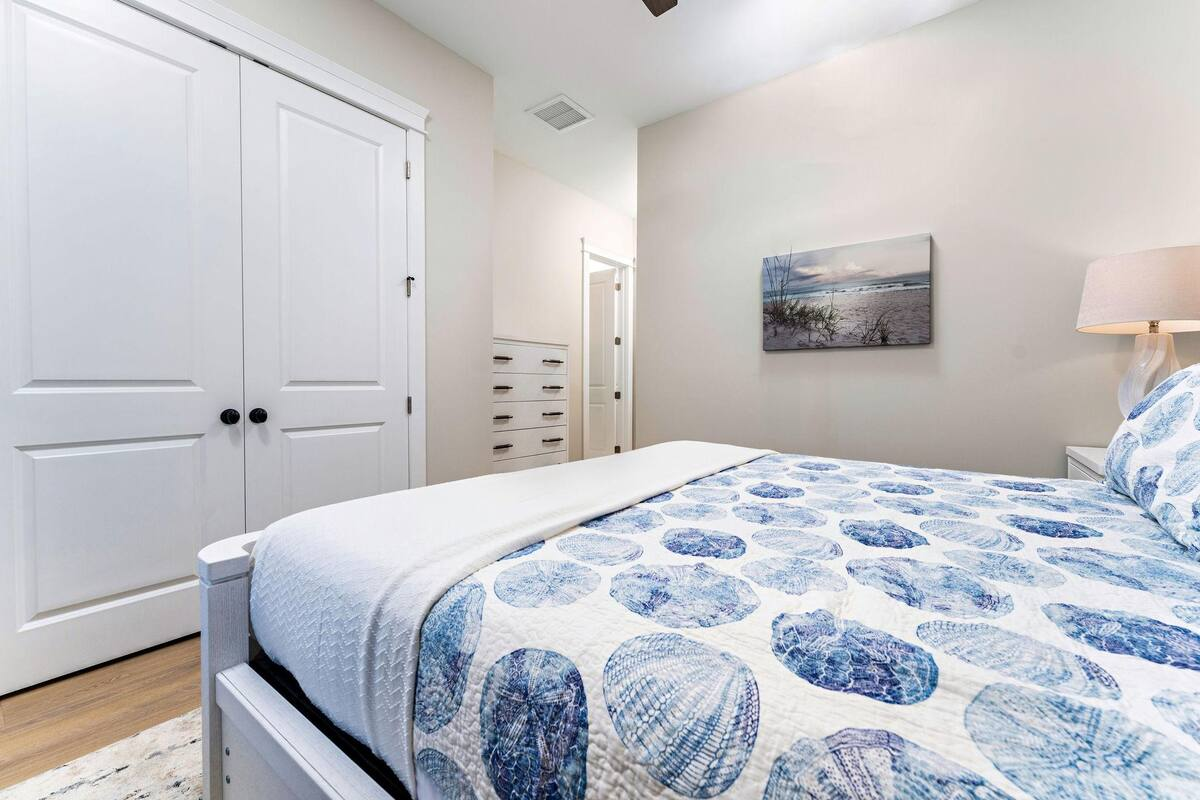 King Bedroom #2 offers a serene retreat with a detached bath featuring a shower/tub combo, plus a 50" Roku TV for streaming your favorites in comfort.