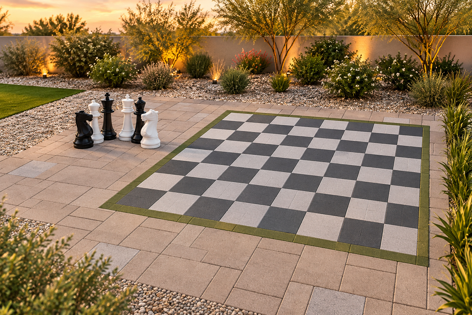 {Mega Chess} Make your move on Firebird’s oversized chess set — a playful outdoor amenity made for friendly competition, group hangs, and photo-worthy moments.