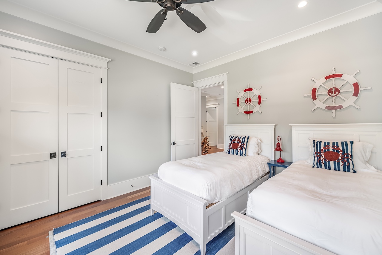 Bedroom 6 - Twin Bed (x2) + Ensuite + TV Shore Thing | 4001 Palm Blvd | Isle of Palms, SC | IOP Escapes