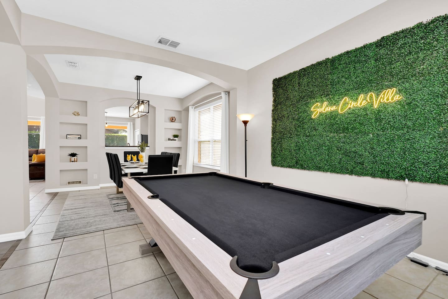 NEW Pool table! Come play a game with friends and snap a pic of your winning pose next to our insta-worthy wall!