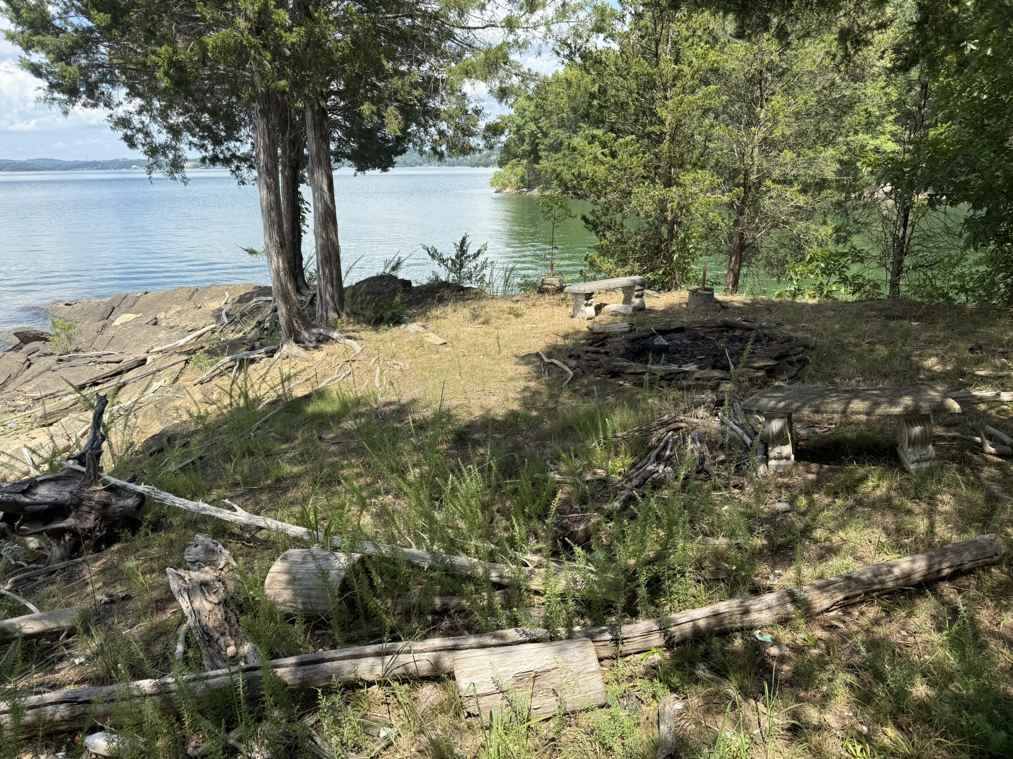 front of peninsula, location of to be built firepit and seating area