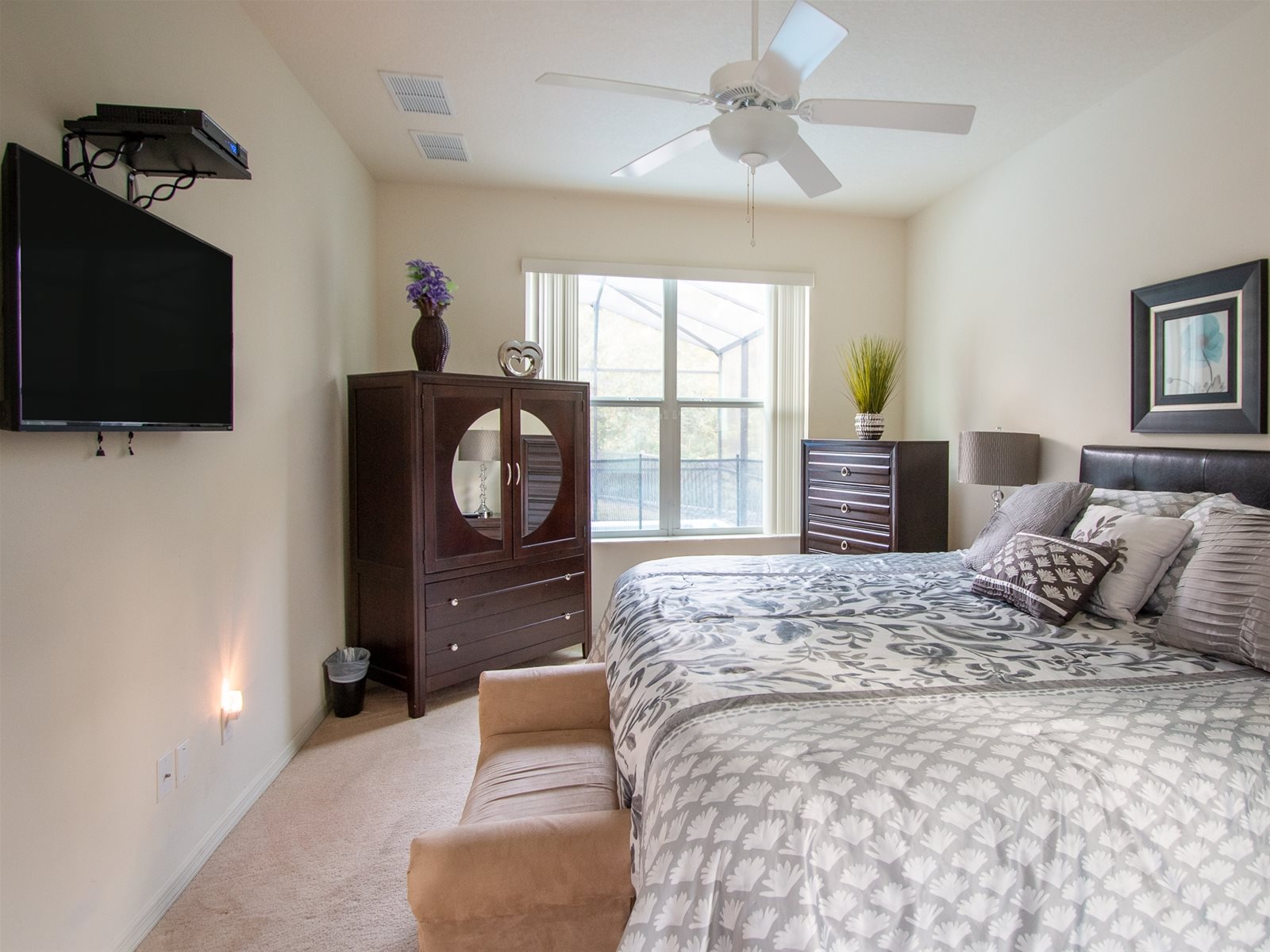 Master Bed, TV in every bedroom!