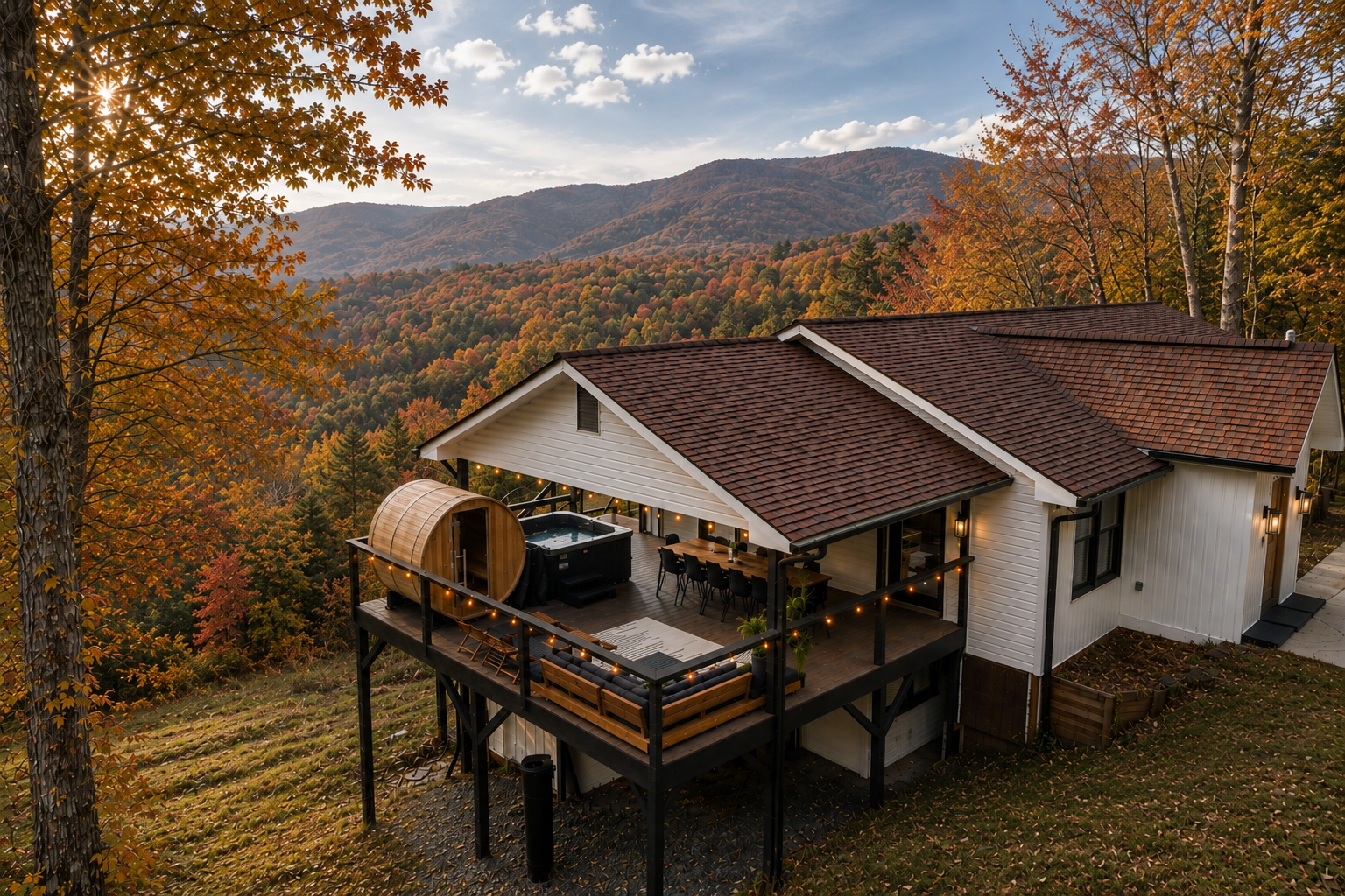 Wake up surrounded by fall colors, mountain views, and your own private retreat in the heart of nature.