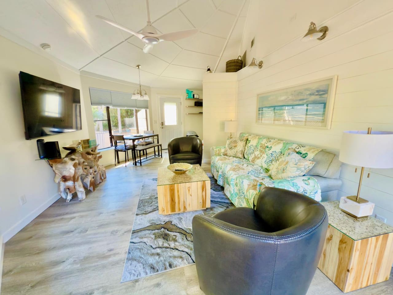 Open living and dining area