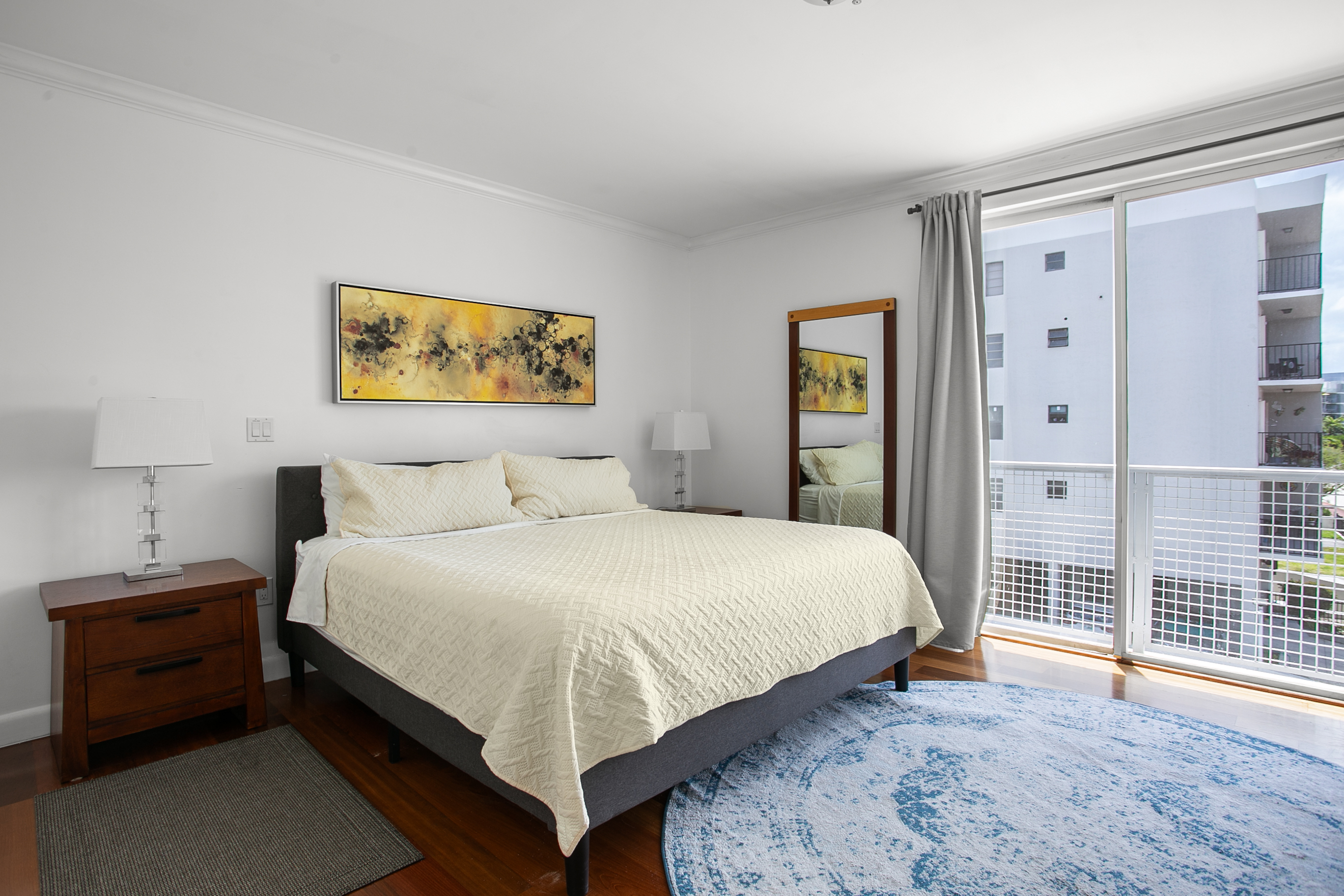 Very private Primary Suite with desk, walk-in closet, and en-suite bath