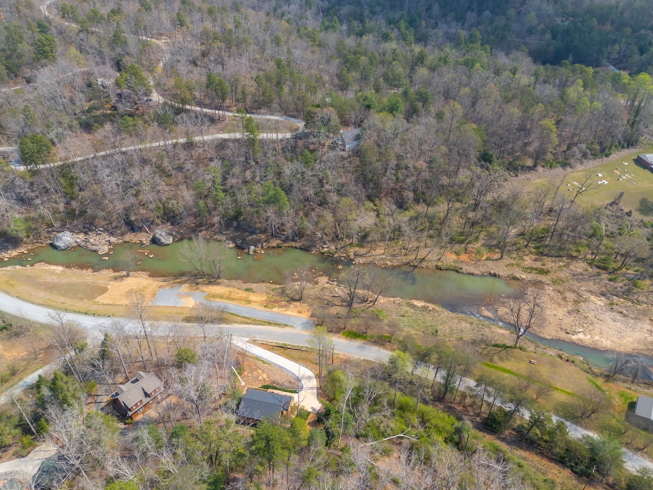 Upper drone view of the cabin