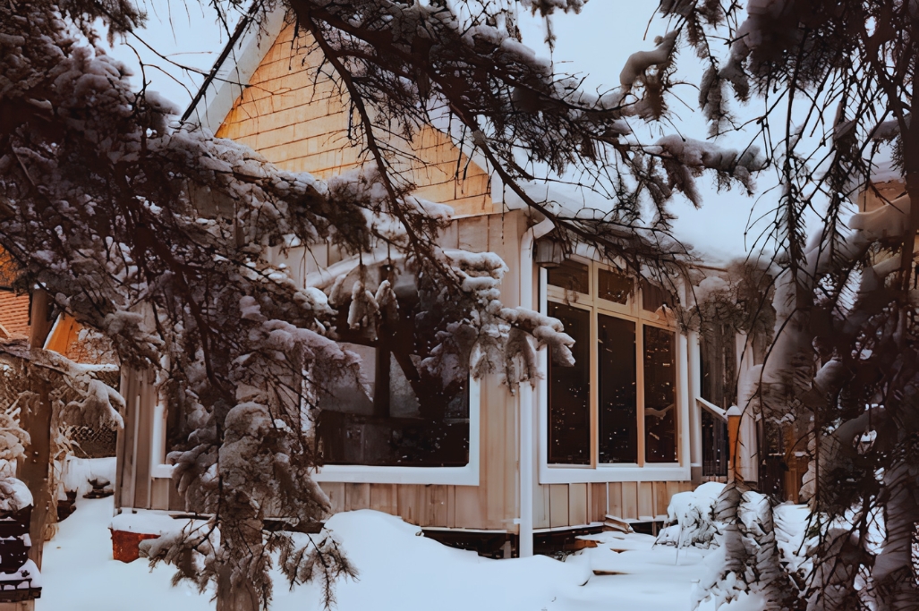 Winter Exterior from the back yard at the Peterborough ZEN garden.