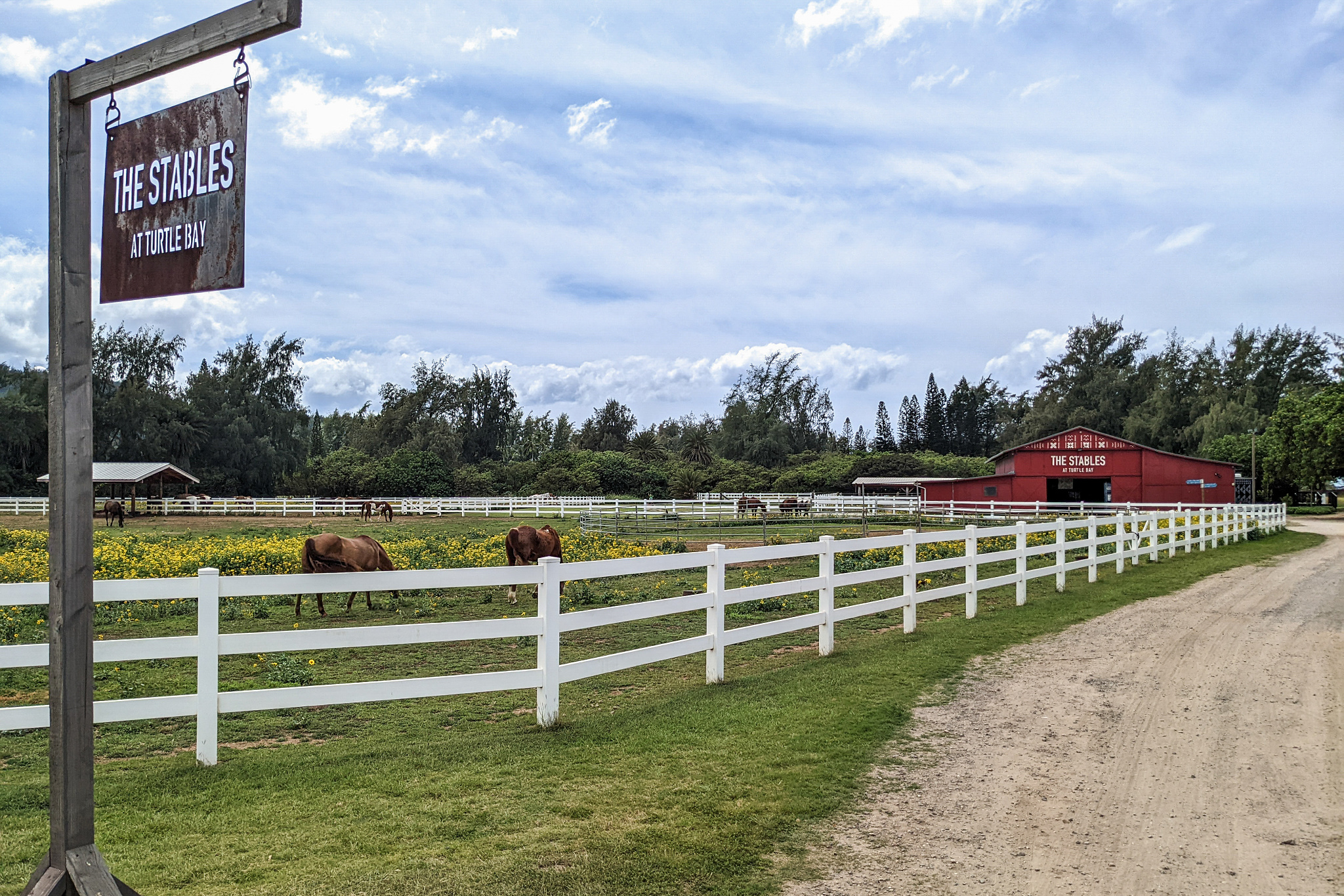 Walking trail entrance near the stables