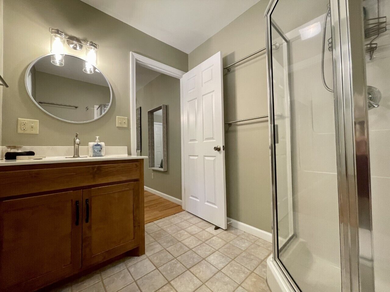 Master bath has walk in shower
