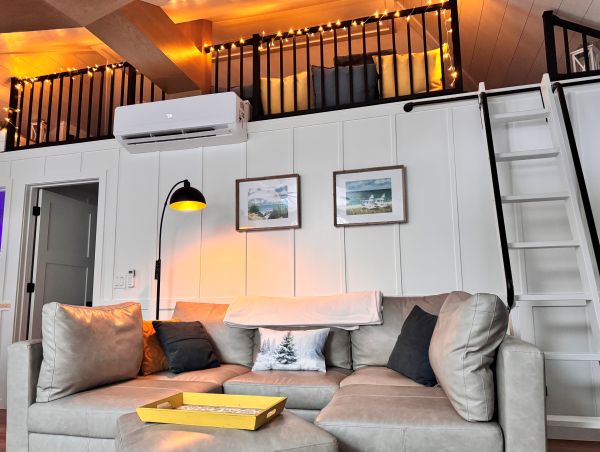 Fun twinkle lights adorn the loft and have a variety of settings to enjoy