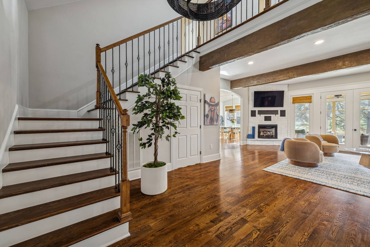 View of living area from from door
