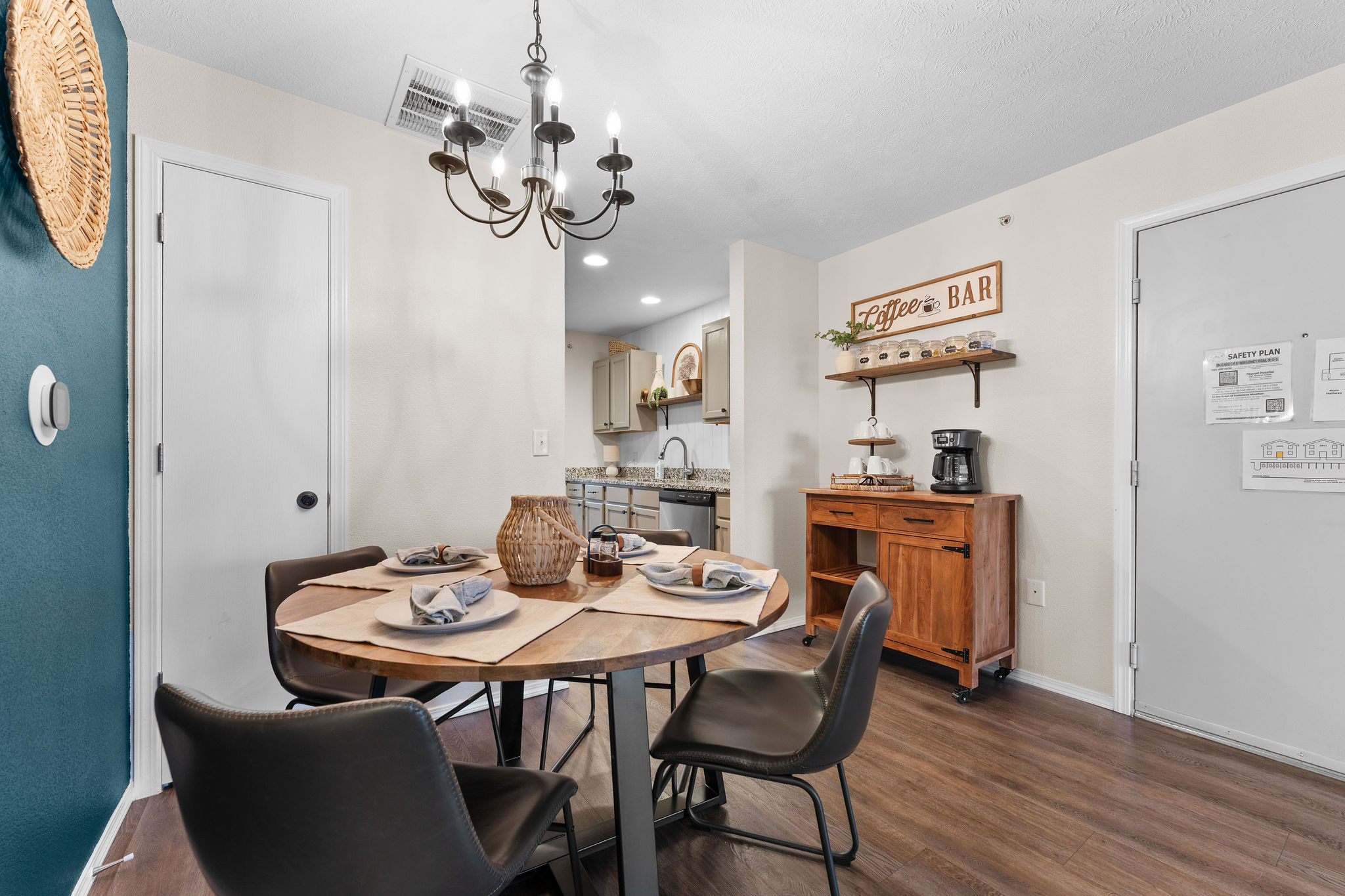 Dining area with coffee station