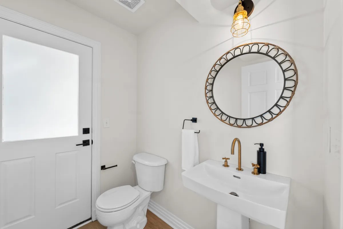Bathroom off the pool area.