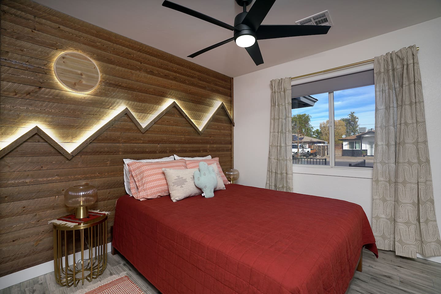 Four peaks, moon rising bedroom