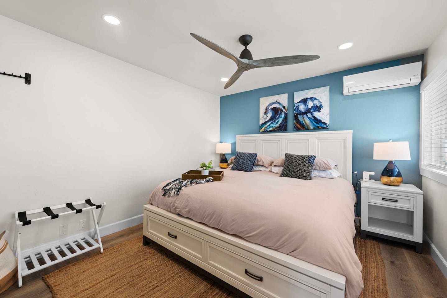 Sleep soundly on our new premium king mattress and fine linens.