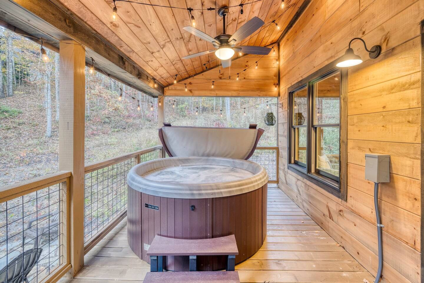 Our outdoor tub offers a luxurious escape into relaxation, surrounded by the serene beauty of nature.