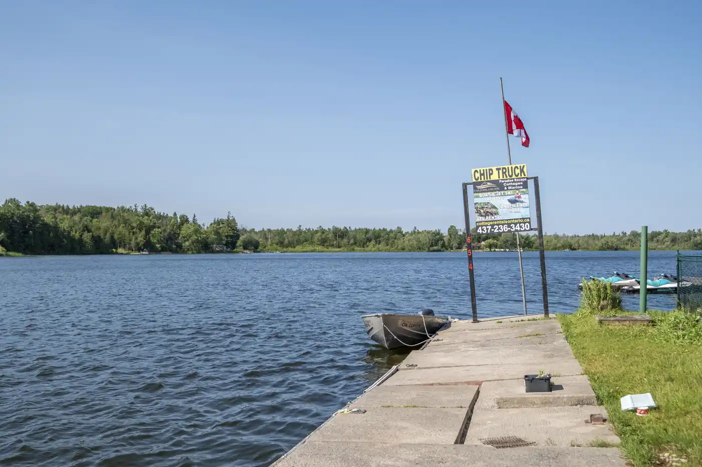 Private dock extending into the waterfront