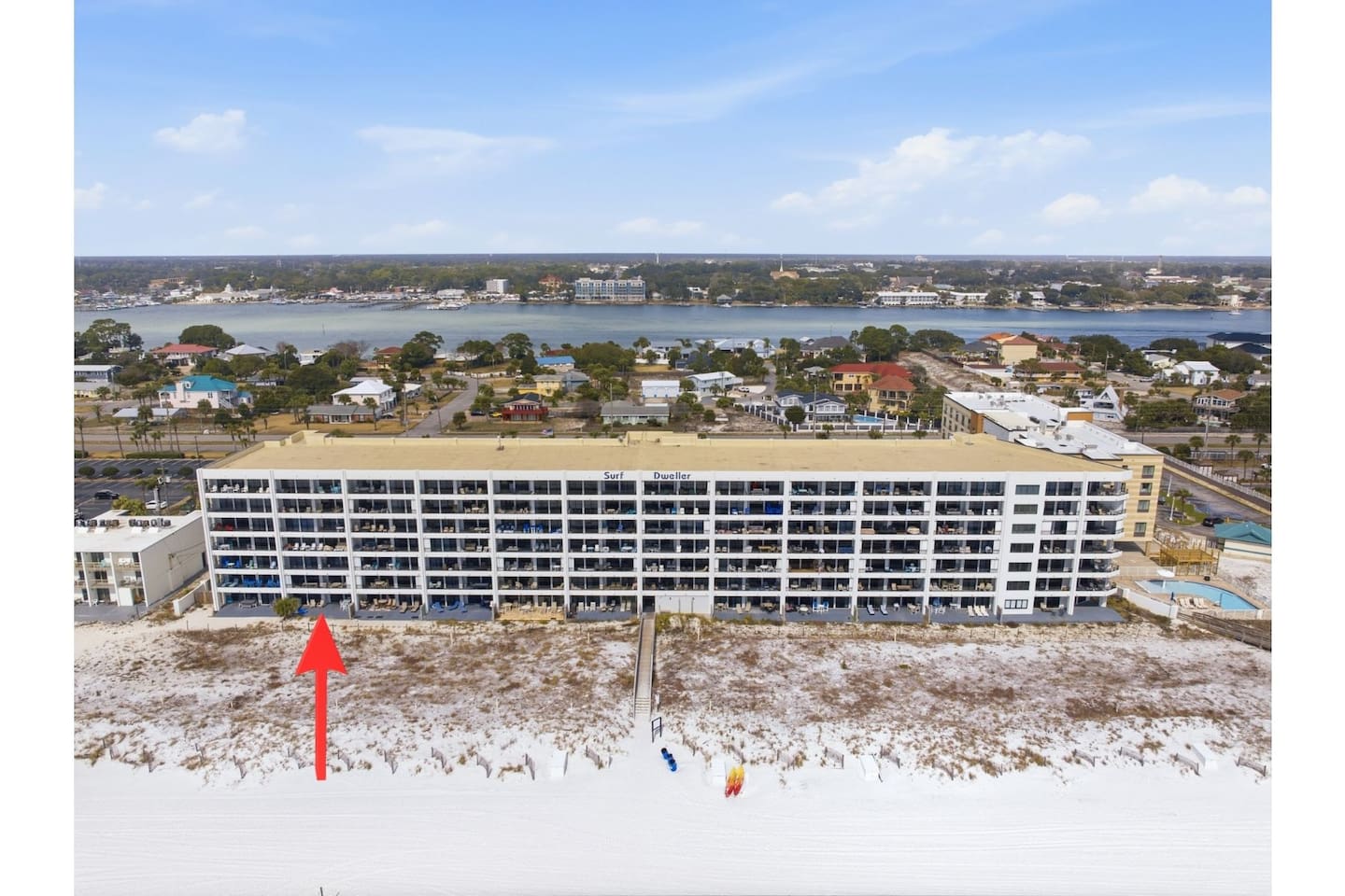 Our unit is on the first floor which has no steps for direct access to beach!