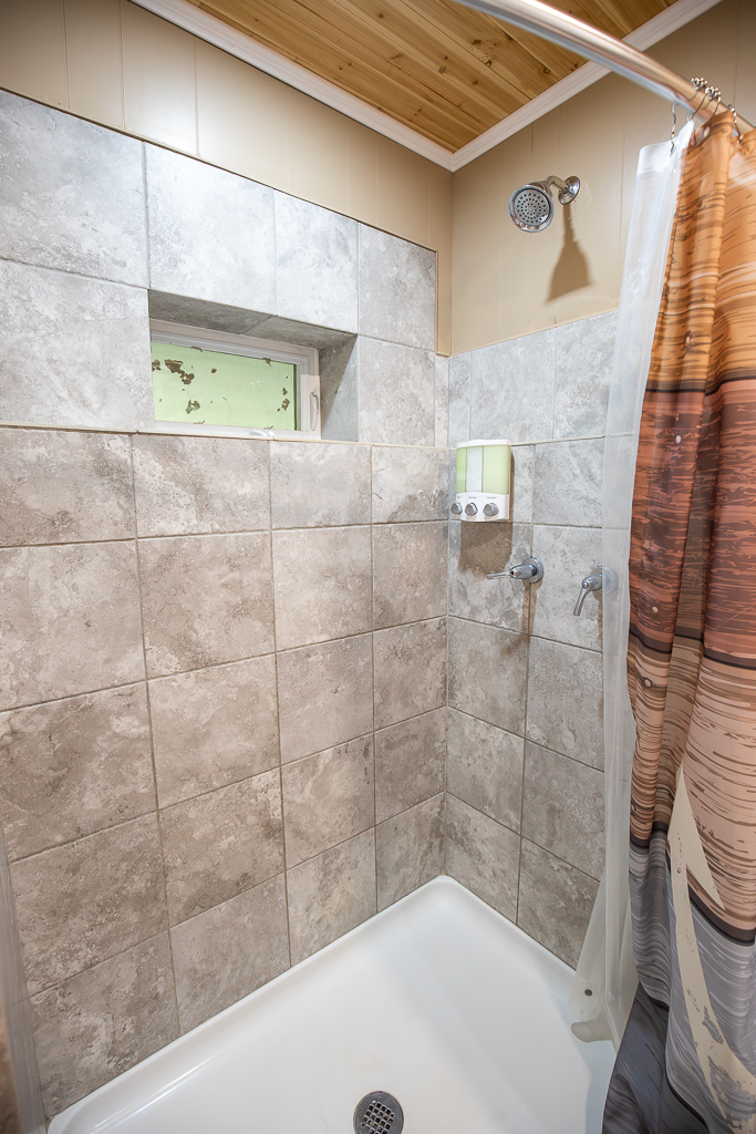 Unwind with a refreshing shower after a day outdoors.