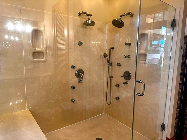 Main Bath Walk In Shower two shower heads