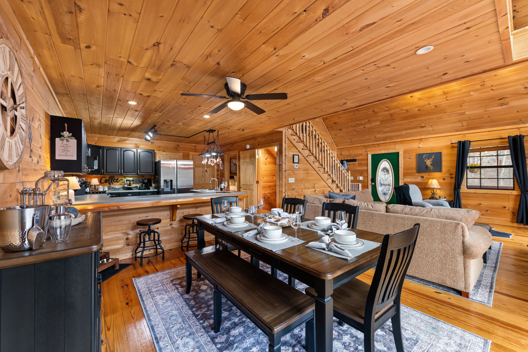 Positioned conveniently near the kitchen, it allows for a seamless dining experience.