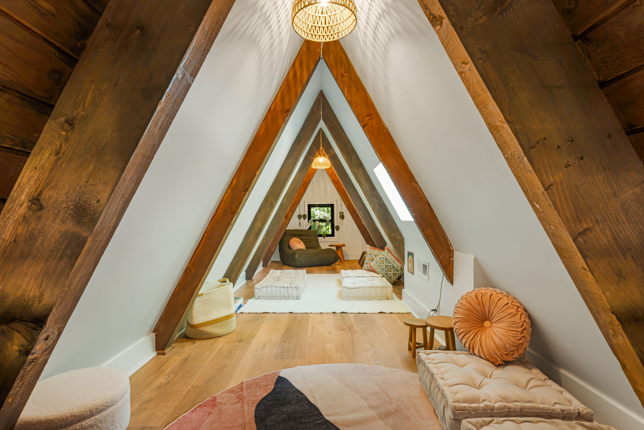 Oh the 3rd floor loft is a super cute area we created for lounging, escaping or sleeping. This floor is only accessible with the library ladder. We ask guests to excercise extra caution when using the ladder and follow posted safety rules in place.
