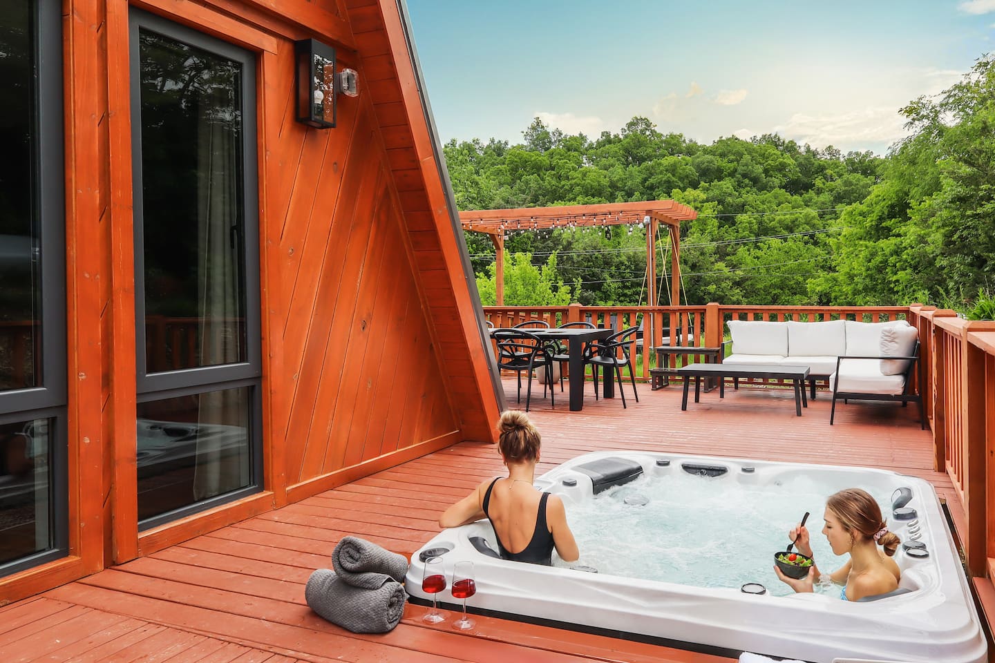 Bubbles, sunsets, and serenity—right on your private deck.