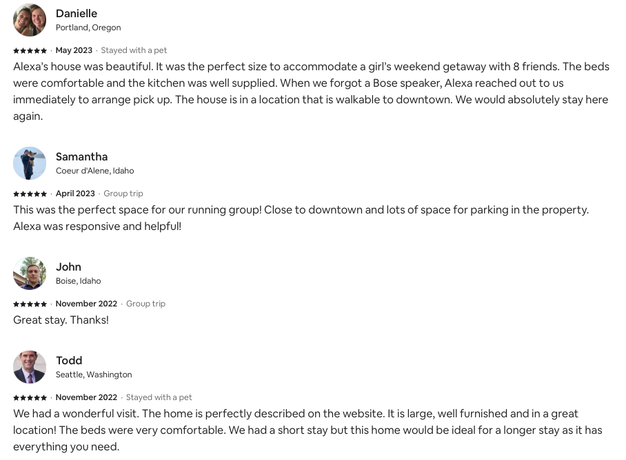 Historic guest reviews