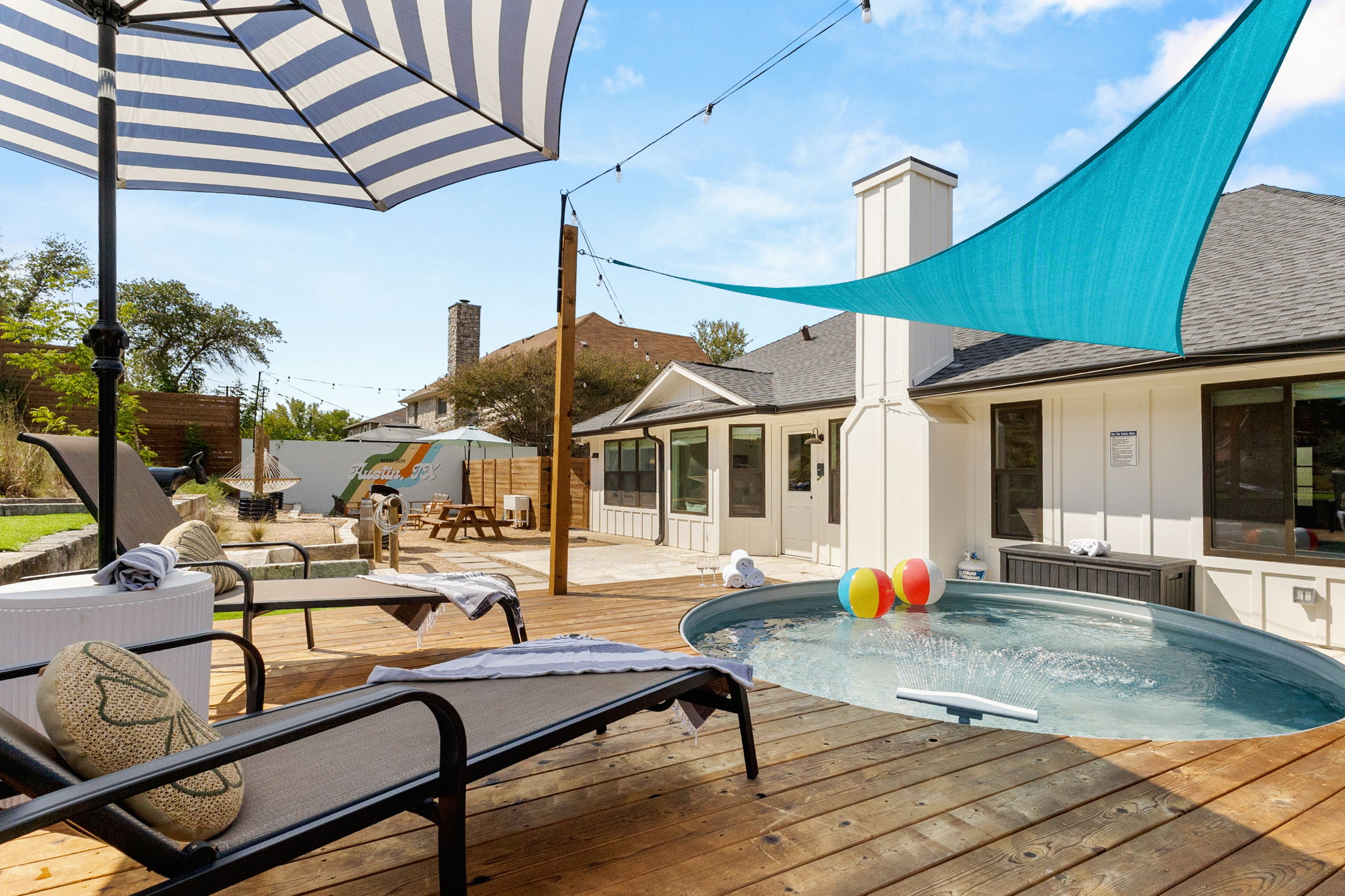 Heated Pool and a backyard stacked with amenities