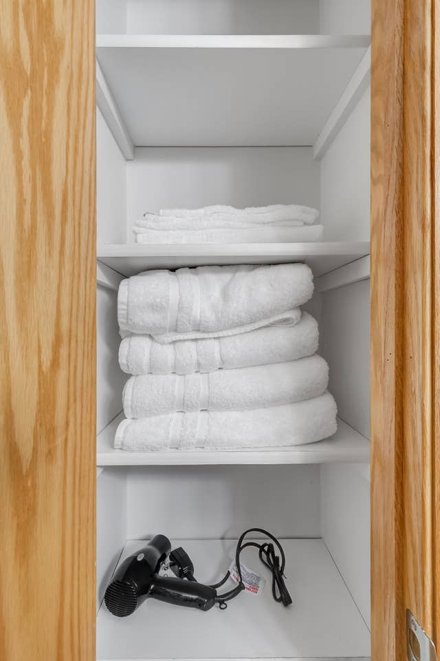 Hair dryer and plenty of towels for your stay.
