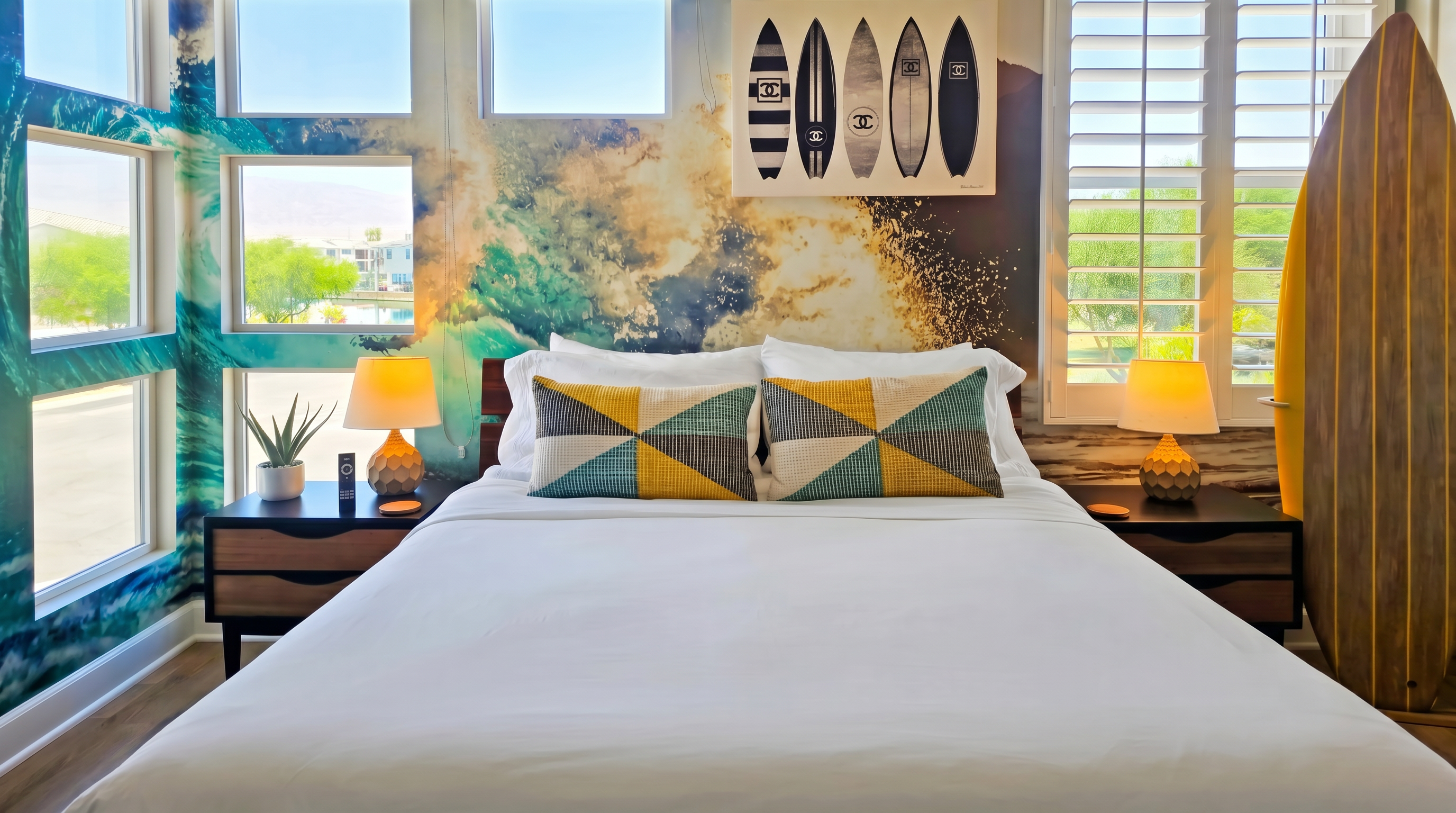 Bedroom #3 features a queen-sized bed, ceiling fan, smart TV and closet (Sleeps 2).