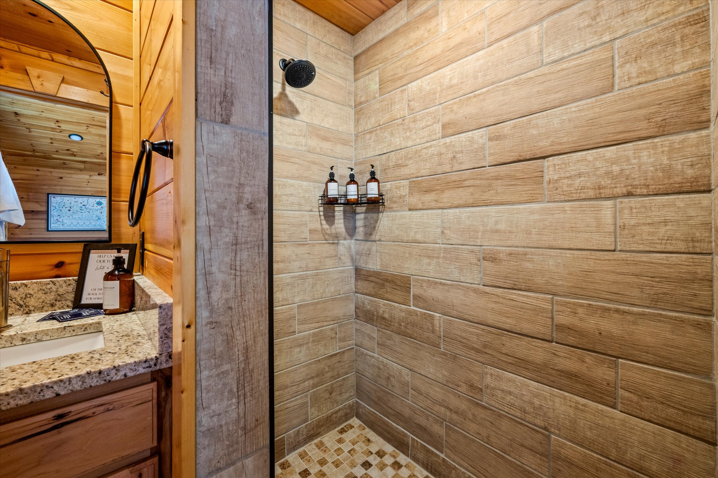 Walk in shower off the loft