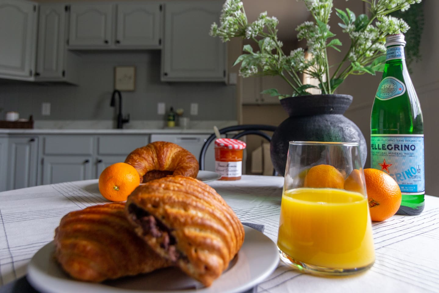 A bright, airy kitchen nook set for an unhurried morning.