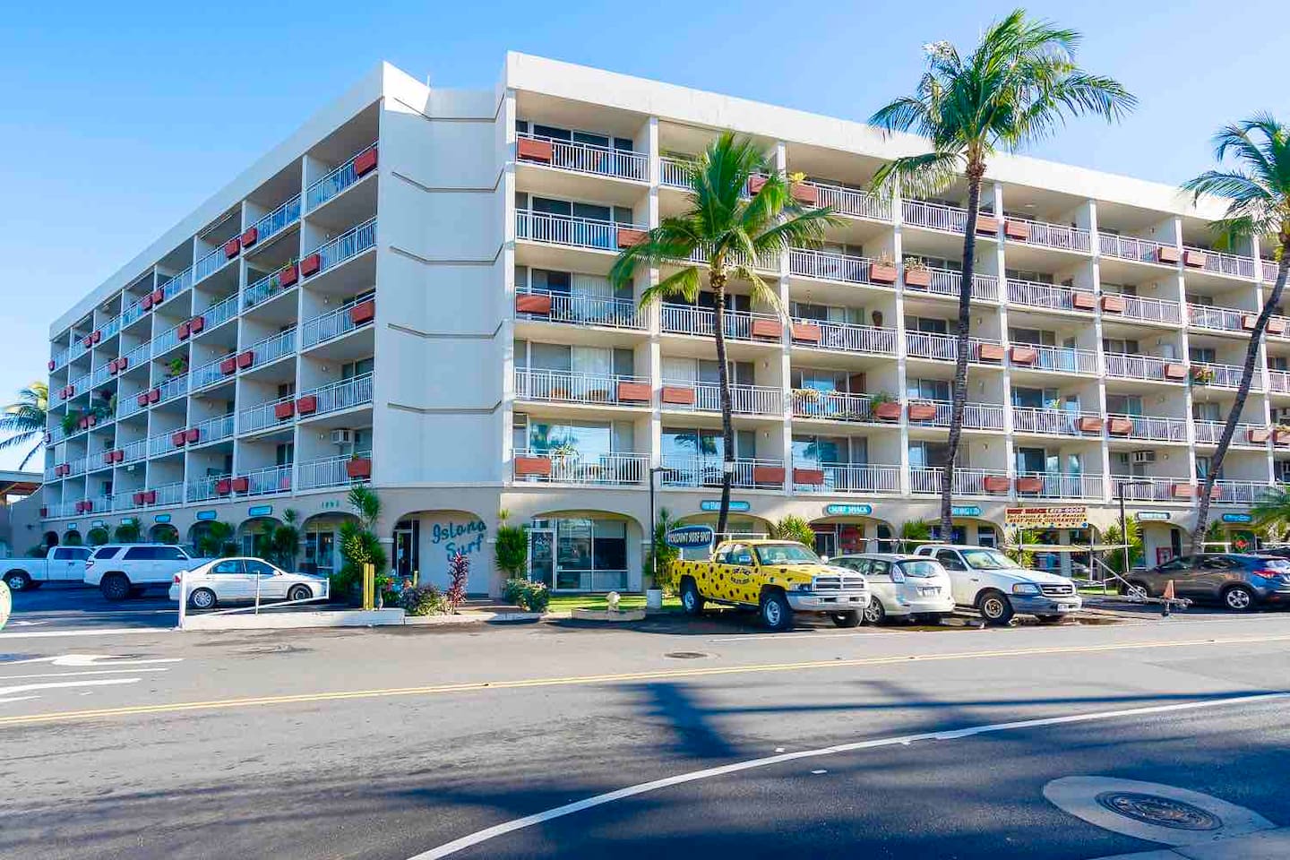 You will love staying at the Island Surf!  This is the front side of the building.