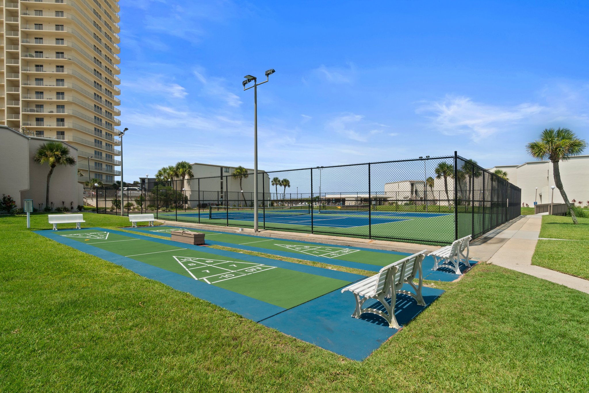 tennis/pickleball court and shuffleboard