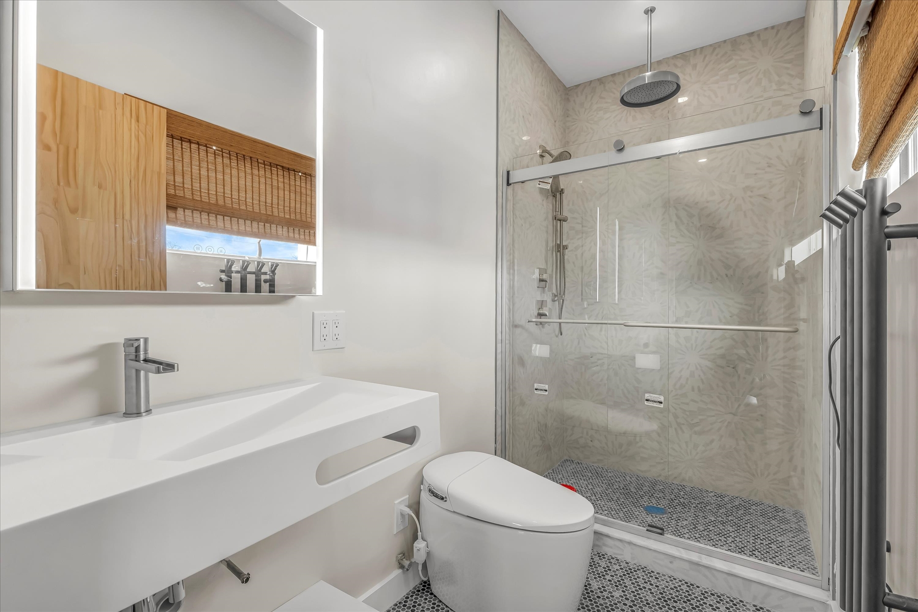 Bathroom for this large space. 