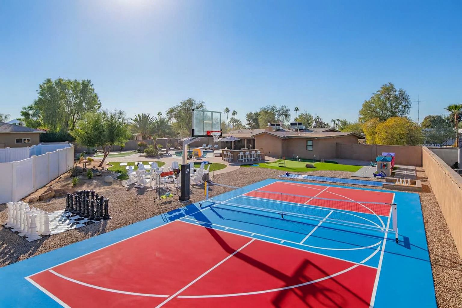 Tournament-ready sport courts — perfect for competitive pickleball and basketball games.