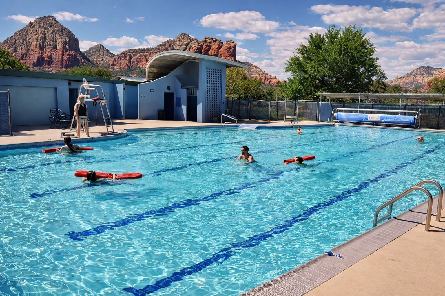 {Community Pool} Cool off on warm Sedona days at the community pool just 2 miles away — about a 5-minute drive from Prickly Pear.