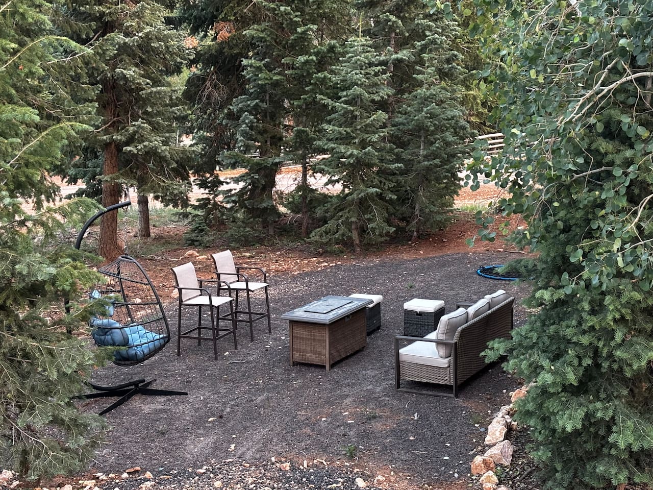 During warmer months, we move the patio furniture to enjoy the fire under the stars ✨ 