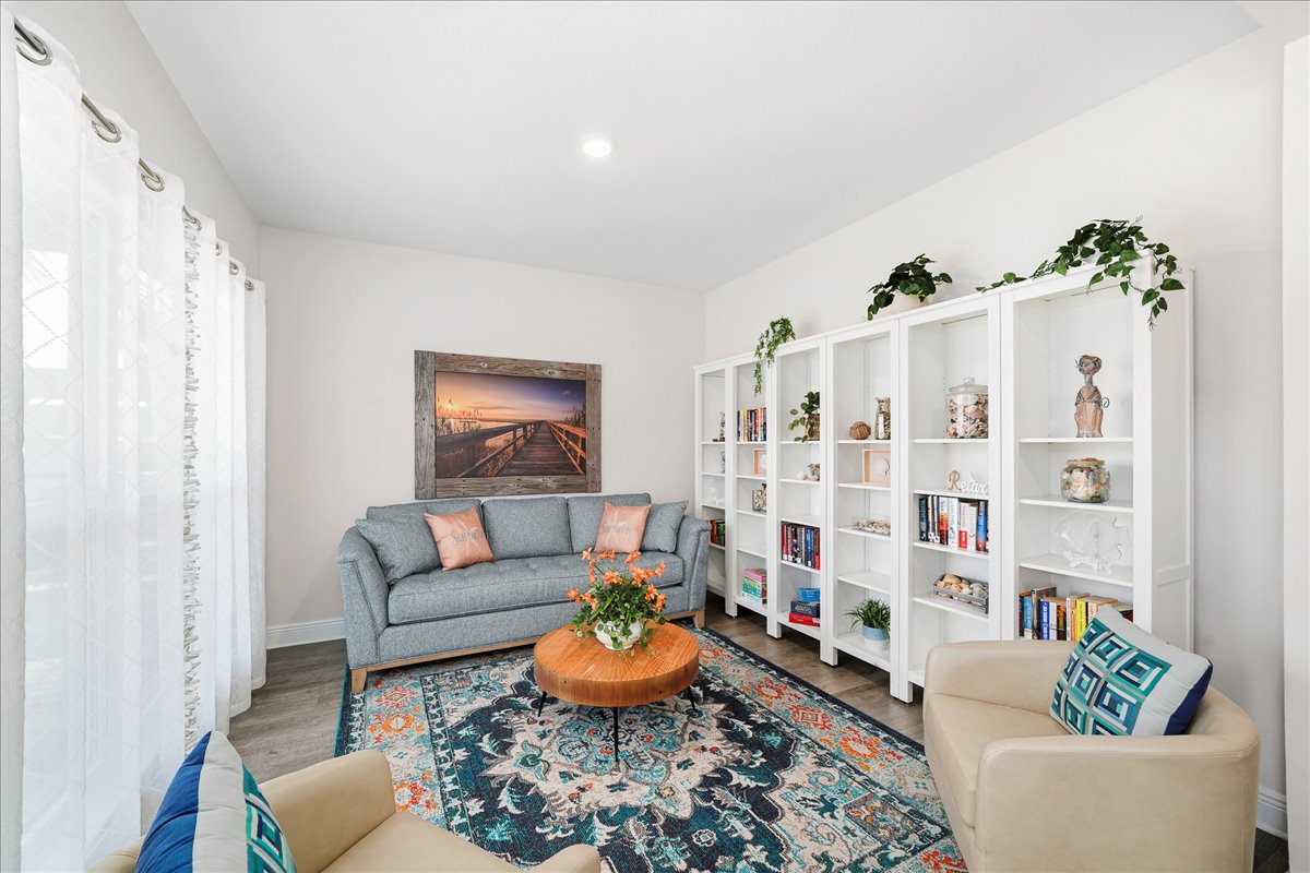 A peaceful sitting nook designed for comfort, quiet reading, and a little escape time.