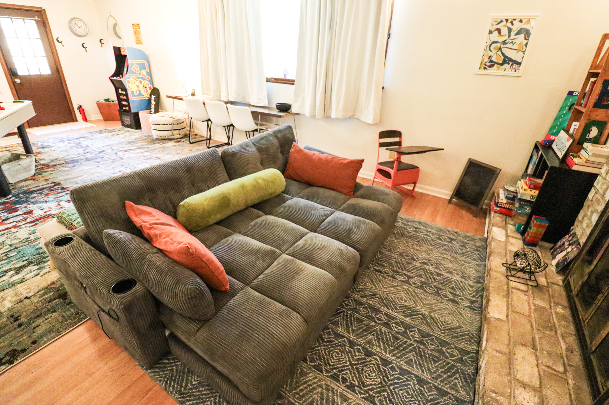 The fun starts downstairs with games and entertainment for guests of all ages